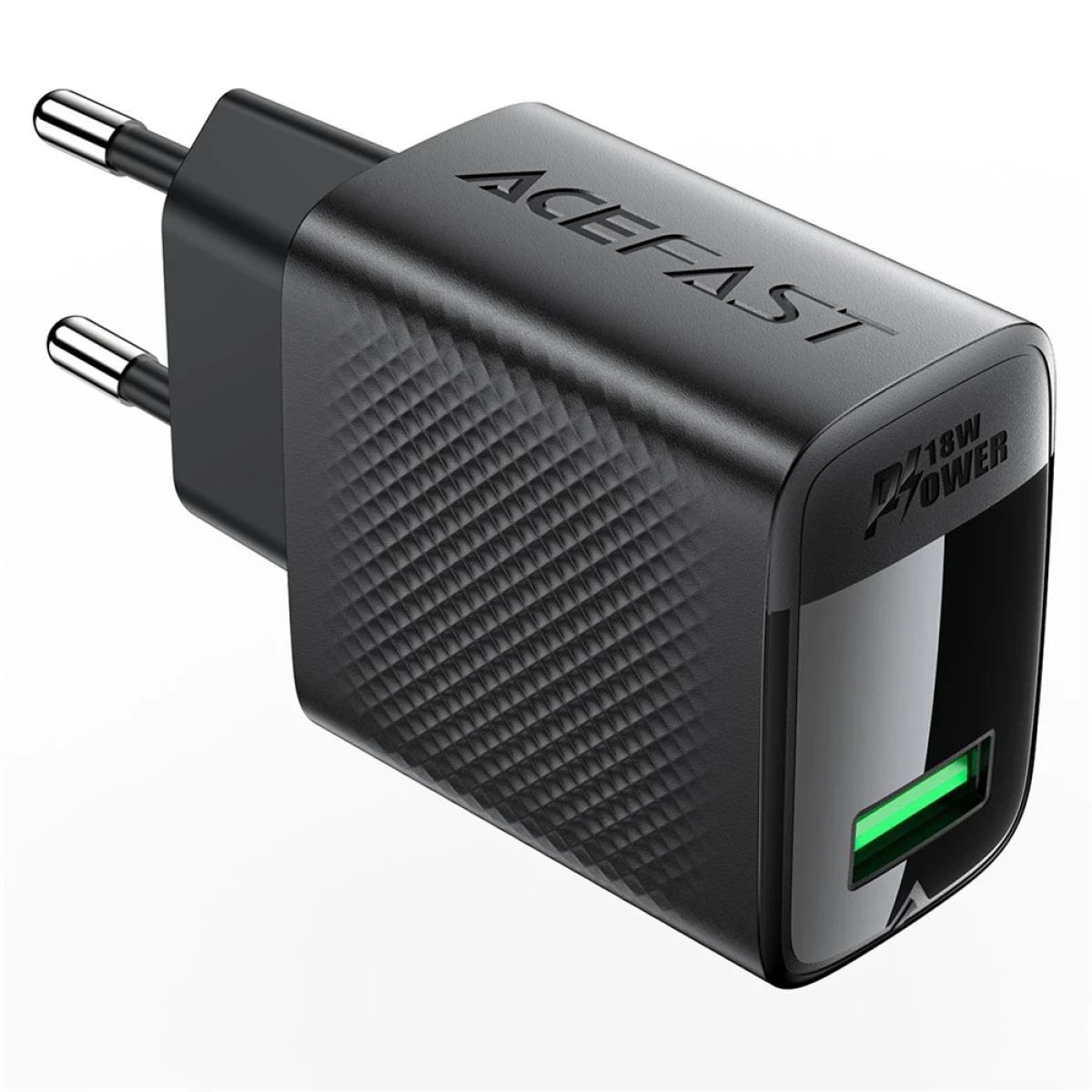 شاحن حائط ACEFAST A90 بتقنية GaN وقدرة 18 واط ومنفذ USB-A وقابس أوروبي أسود - Thumbnail 2