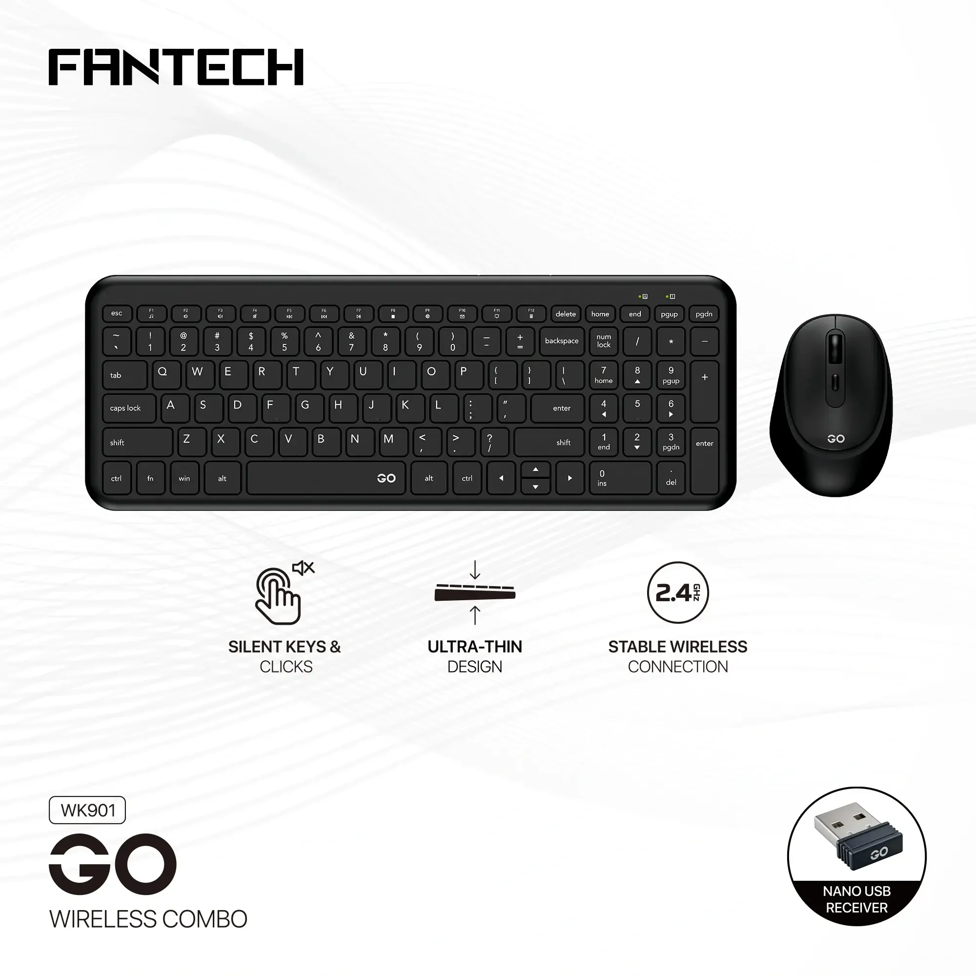 Fantech WK901 GO Wireless Keyboard and Mouse Combo - Thumbnail 3