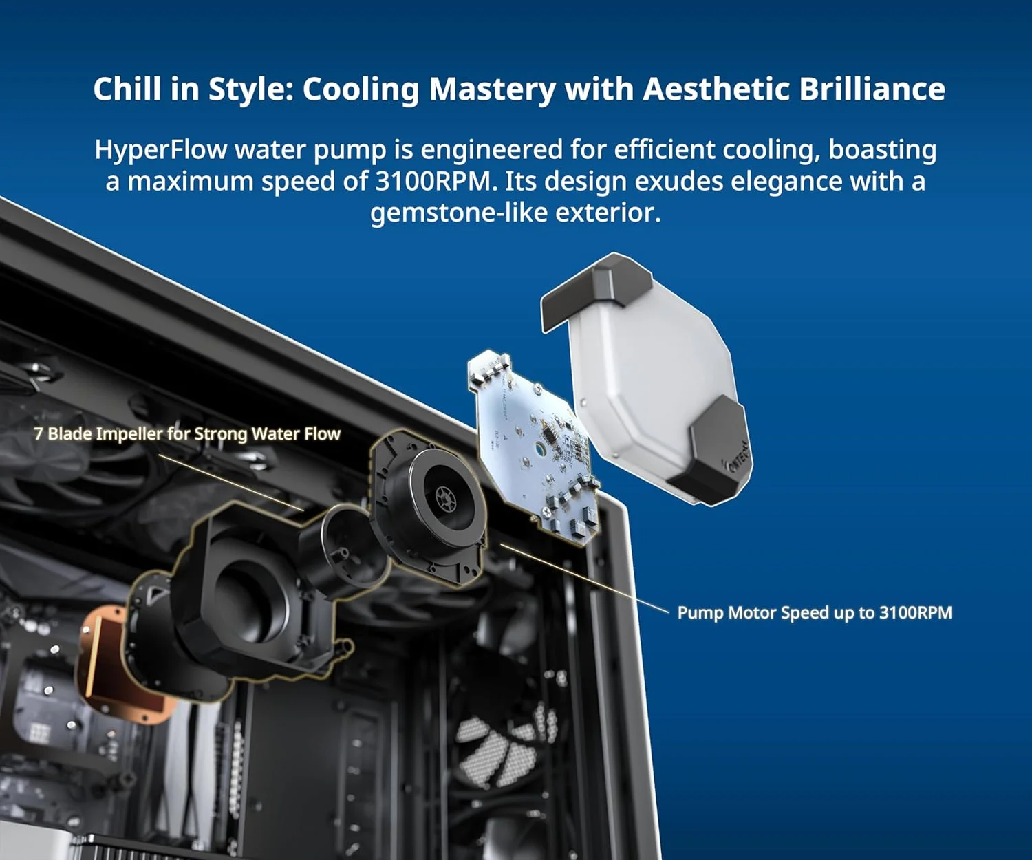 مبرد معالج مائي Montech HyperFlow ARGB 360 بمضخة 3100 دورة/دقيقة متوافق مع Intel وAMD – أسود - Image 5