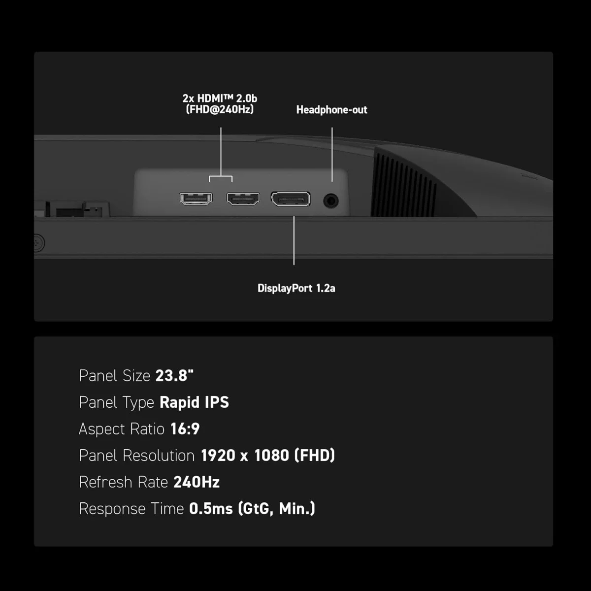 شاشة ألعاب MSI 24 إنش Rapid IPS بدقة FHD ومعدل 240 هرتز وزمن استجابة 0.5 مللي ثانية MAG 245F X24 - Thumbnail 4