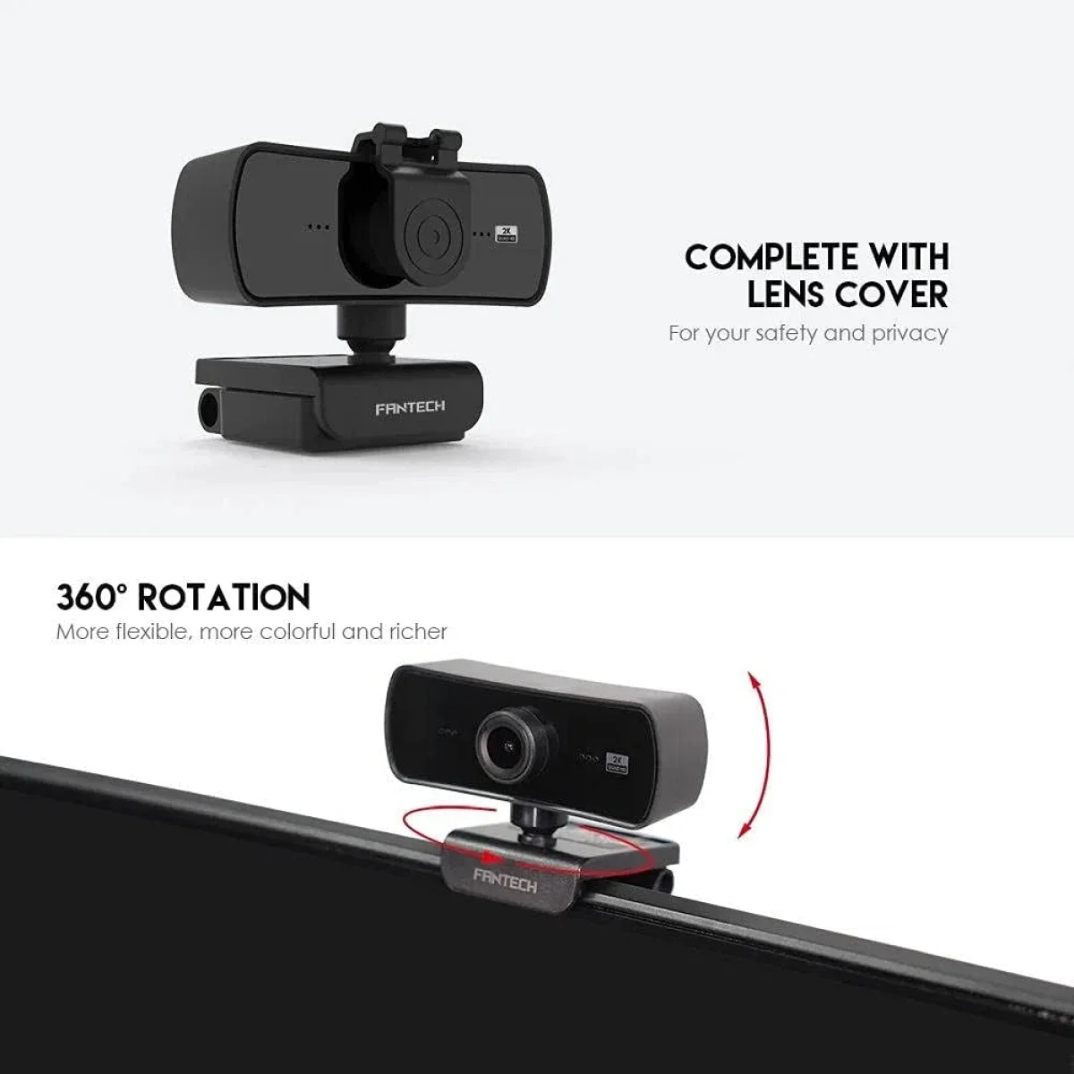 Fantech LUMINOUS C30 2K QHD 4MP USB Webcam with Microphone - Image 2