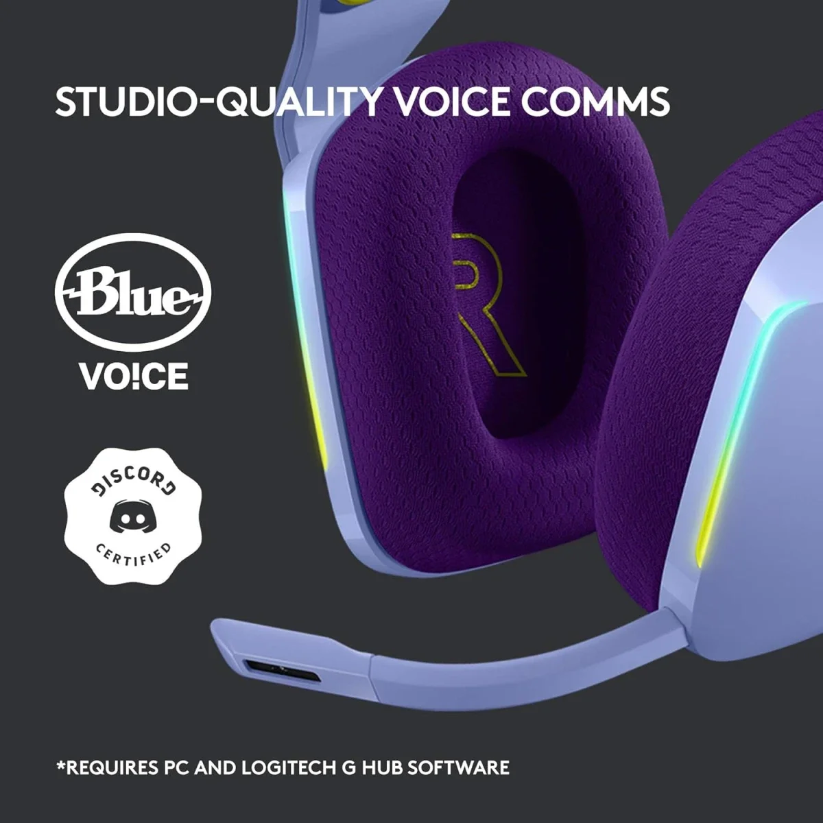 سماعة ألعاب Logitech G733 لاسلكية LIGHTSPEED بإضاءة LIGHTSYNC RGB وميكروفون Blue VO!CE - ليلكي - Thumbnail 7