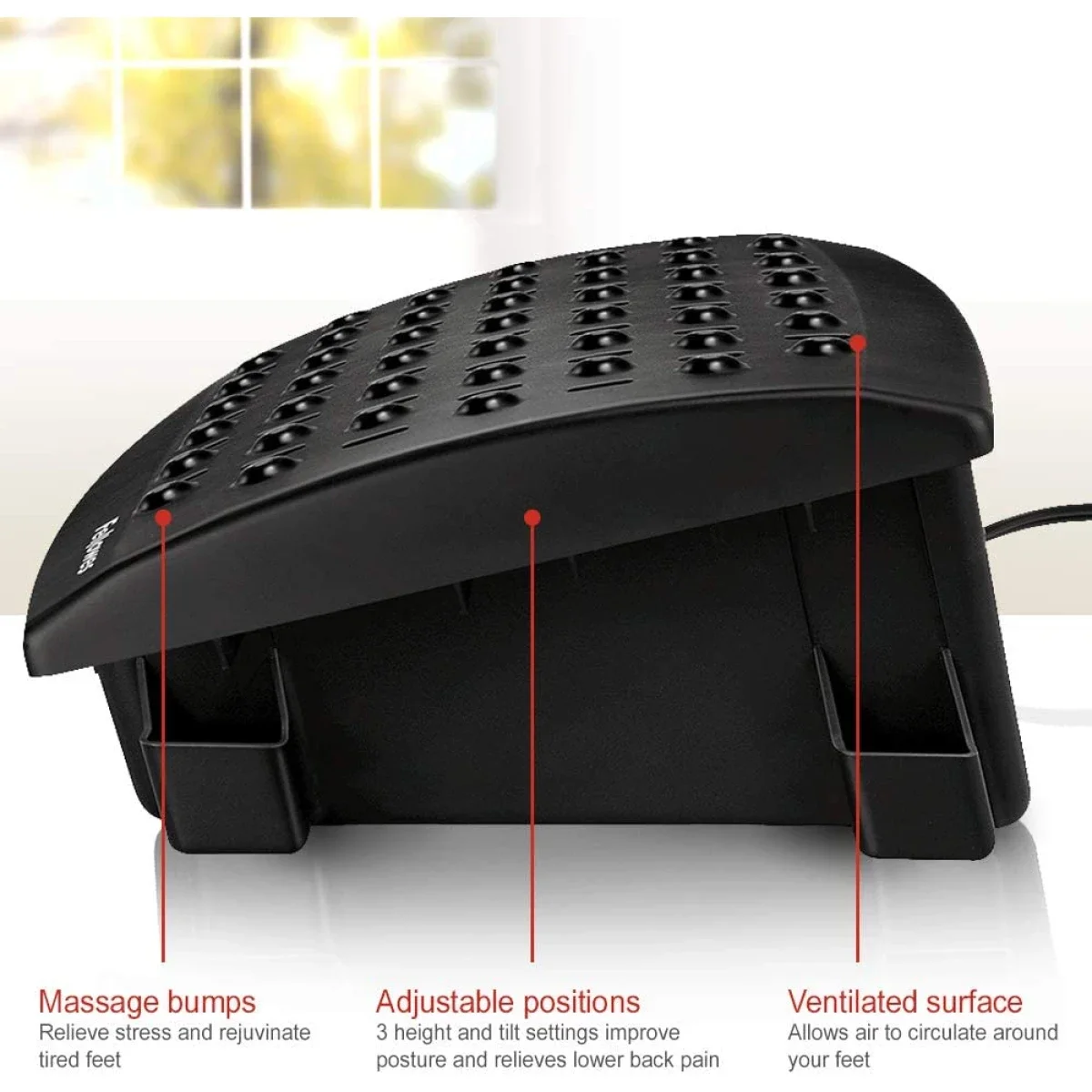 مسند قدم Fellowes Professional Series Climate Control بثلاثة إعدادات حرارة وإيقاف تلقائي، 41.5 × 27 سم - Image 3