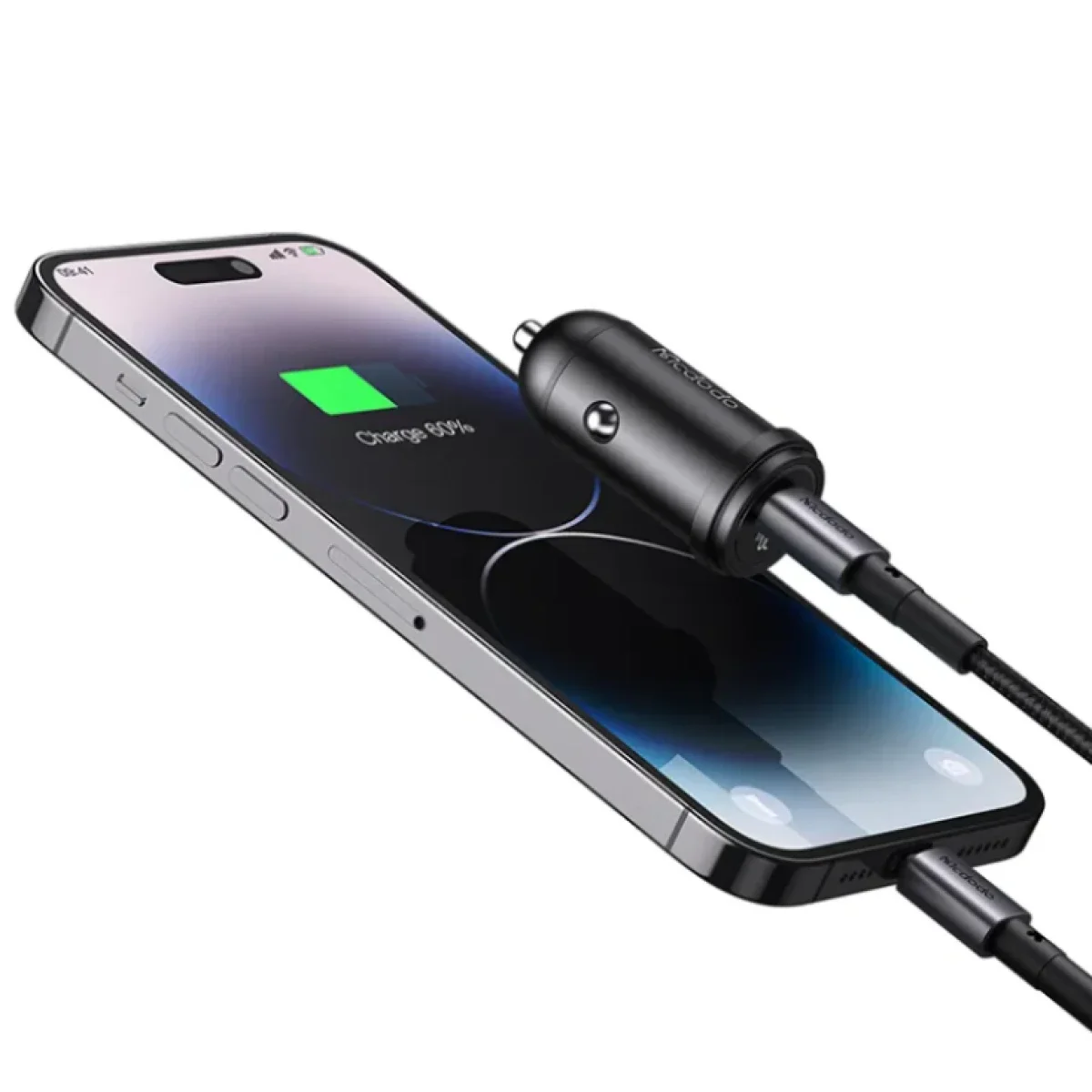 Mcdodo CC-7492 30W PD Fast Car Charger with 36W USB-C to Lightning Cable 1.2m - Black - Thumbnail 5