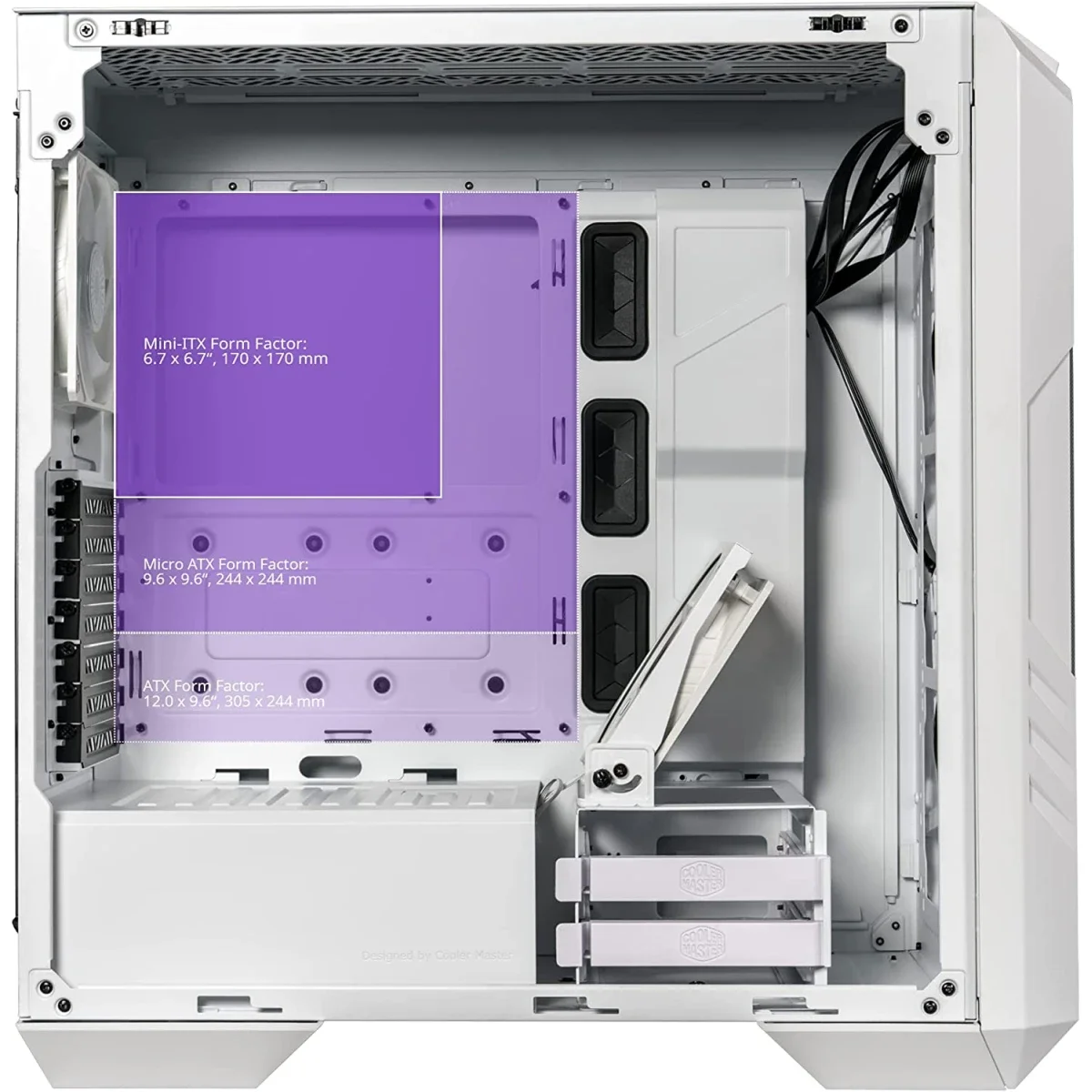 Cooler Master HAF 500 White Edition Mid-Tower PC Case with High Airflow Mesh, ARGB Fans, USB 3.2 Gen 2 Type-C - Thumbnail 4