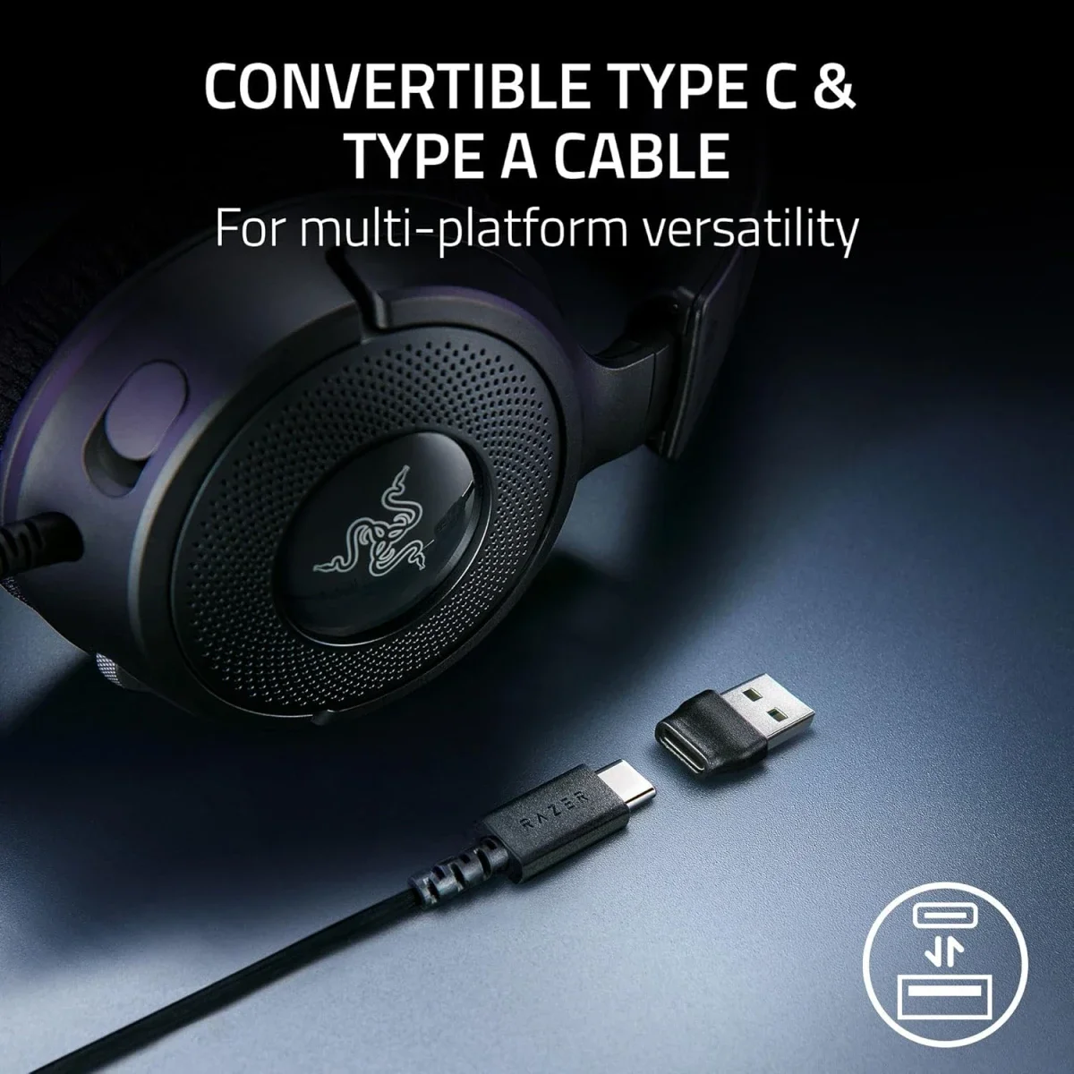 Razer Kraken V4 X Wired Gaming Headset with 40mm Drivers, Cardioid Mic and Chroma RGB - Thumbnail 6