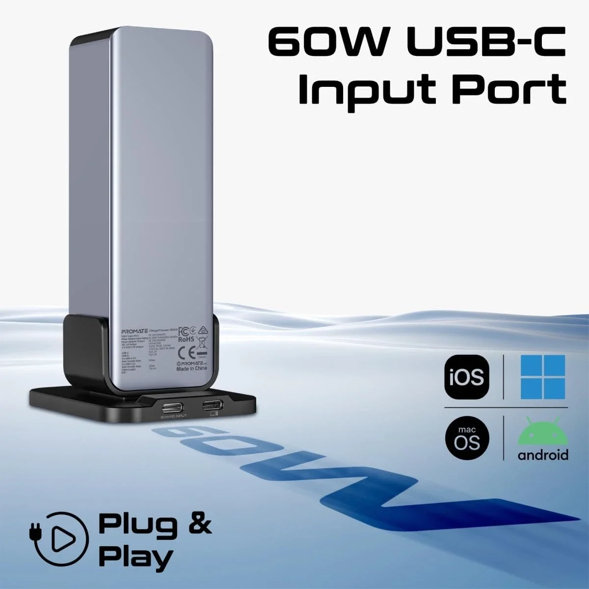 موزع USB-C متعدد المنافذ برجي 14 في 1 Promate GegaTower-60W بقدرة 60 واط - Image 8