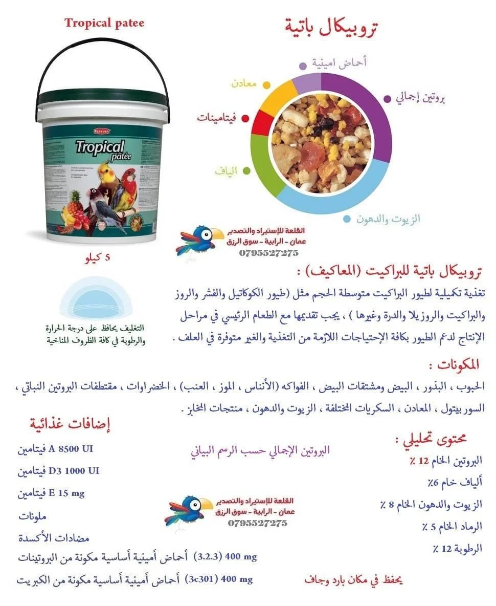 طعام طيور Padovan Tropical Patee فواكه استوائية للببغاوات 5 كجم - Image 3