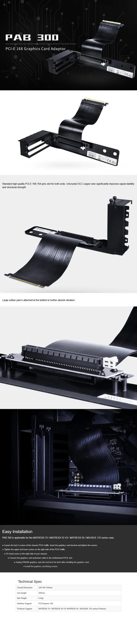 DeepCool PAB 300 PCI-E x16 Vertical Graphics Card Adapter - Thumbnail 5