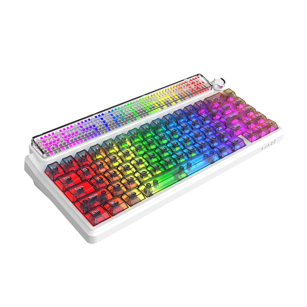 كيبورد AJAZZ Pixel68 ميكانيكي للألعاب، سويتش White Peach، شاشة كبيرة بمصفوفة نقاط، لاسلكي وبلوتوث، سويتشات قابلة للتبديل، Glass Artisan، 8+8K - Image 3