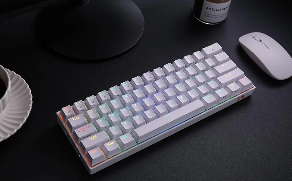 كيبورد ألعاب ميكانيكي Redragon K530 Pro Draconic لاسلكي RGB بحجم 60% أبيض - Thumbnail 16