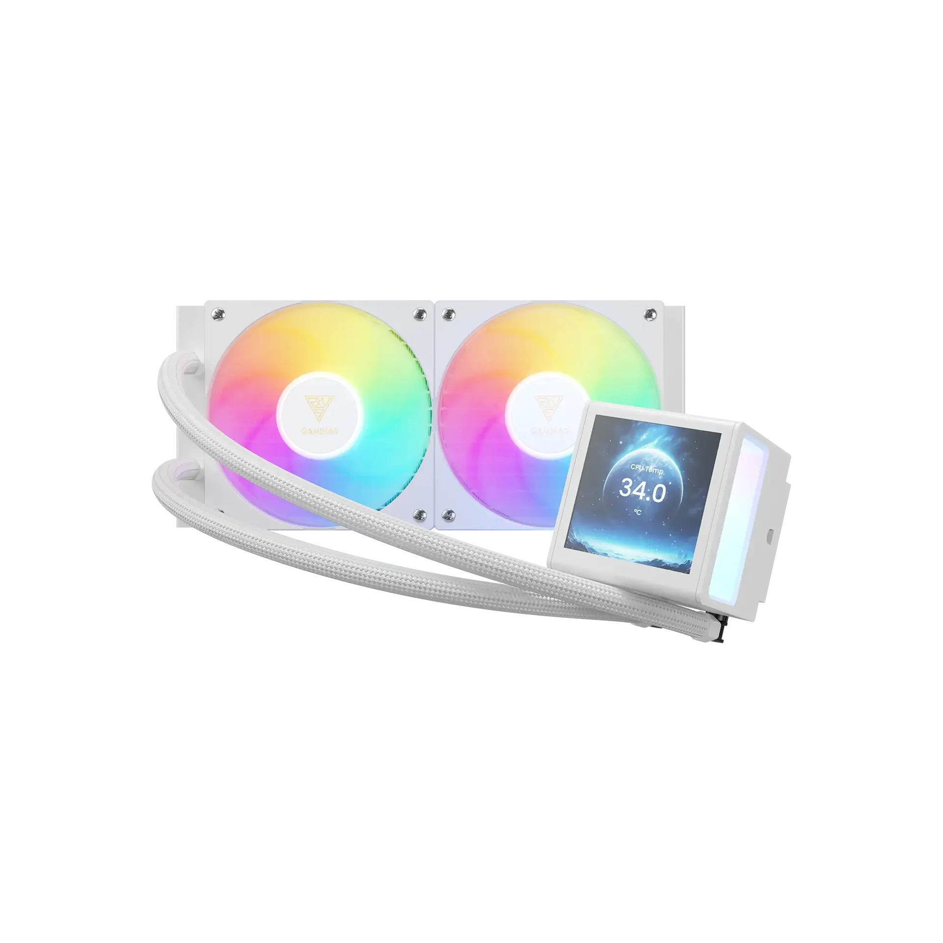 مبرد سائل للمعالج GAMDIAS CHIONE P5-240 ARGB 240mm باللون الأبيض مع شاشة IPS LCD - Image 6