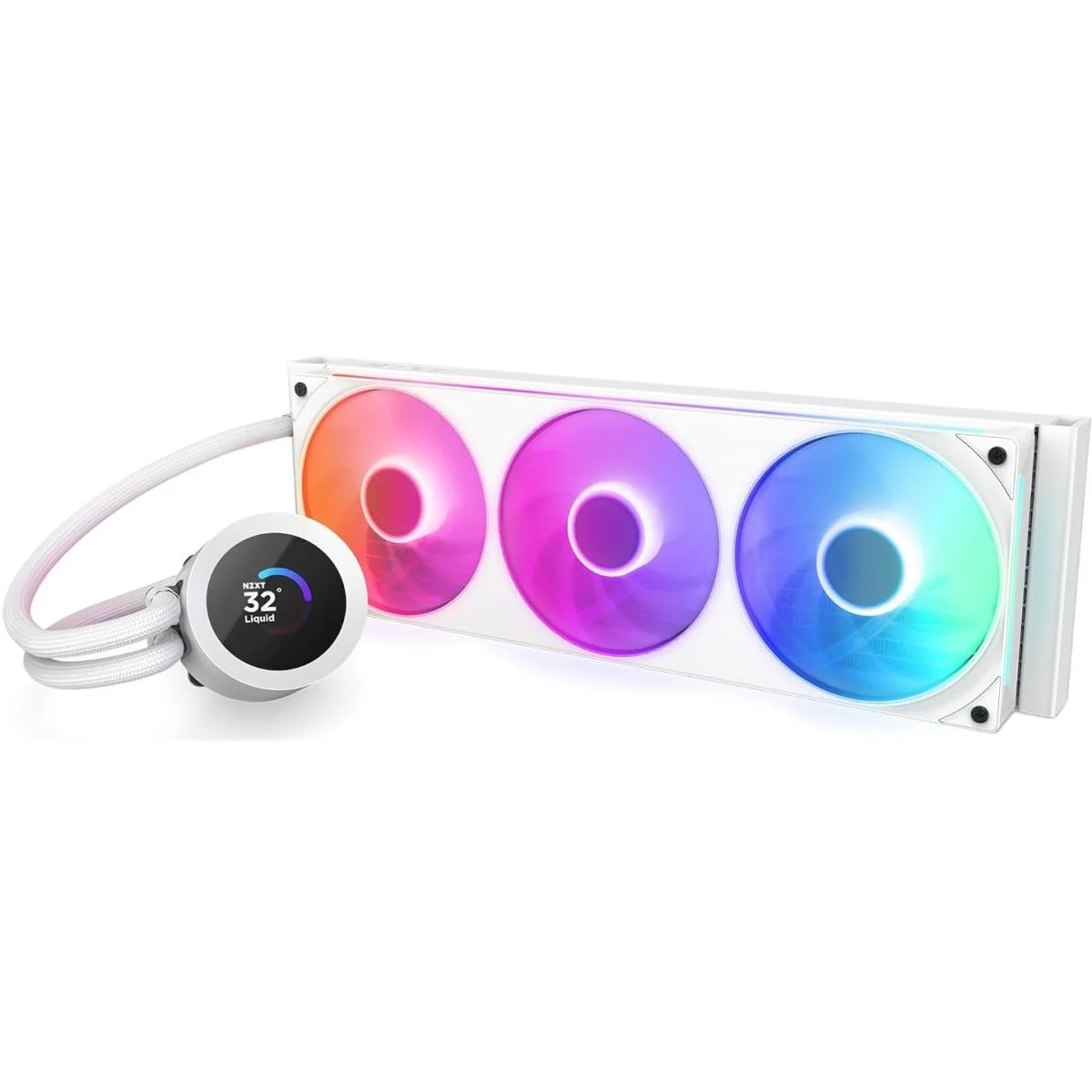 مبرد سائل للمعالج NZXT Kraken Plus 360 RGB أبيض بشاشة LCD مقاس 360 مم