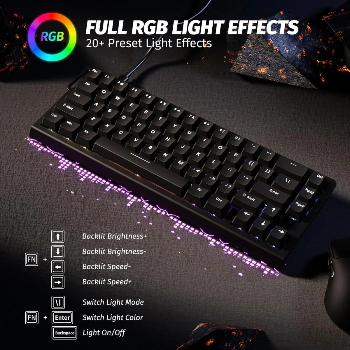 ATTACK SHARK X68 HE 60% Wired Hall Effect Gaming Keyboard, 8KHz - Thumbnail 4