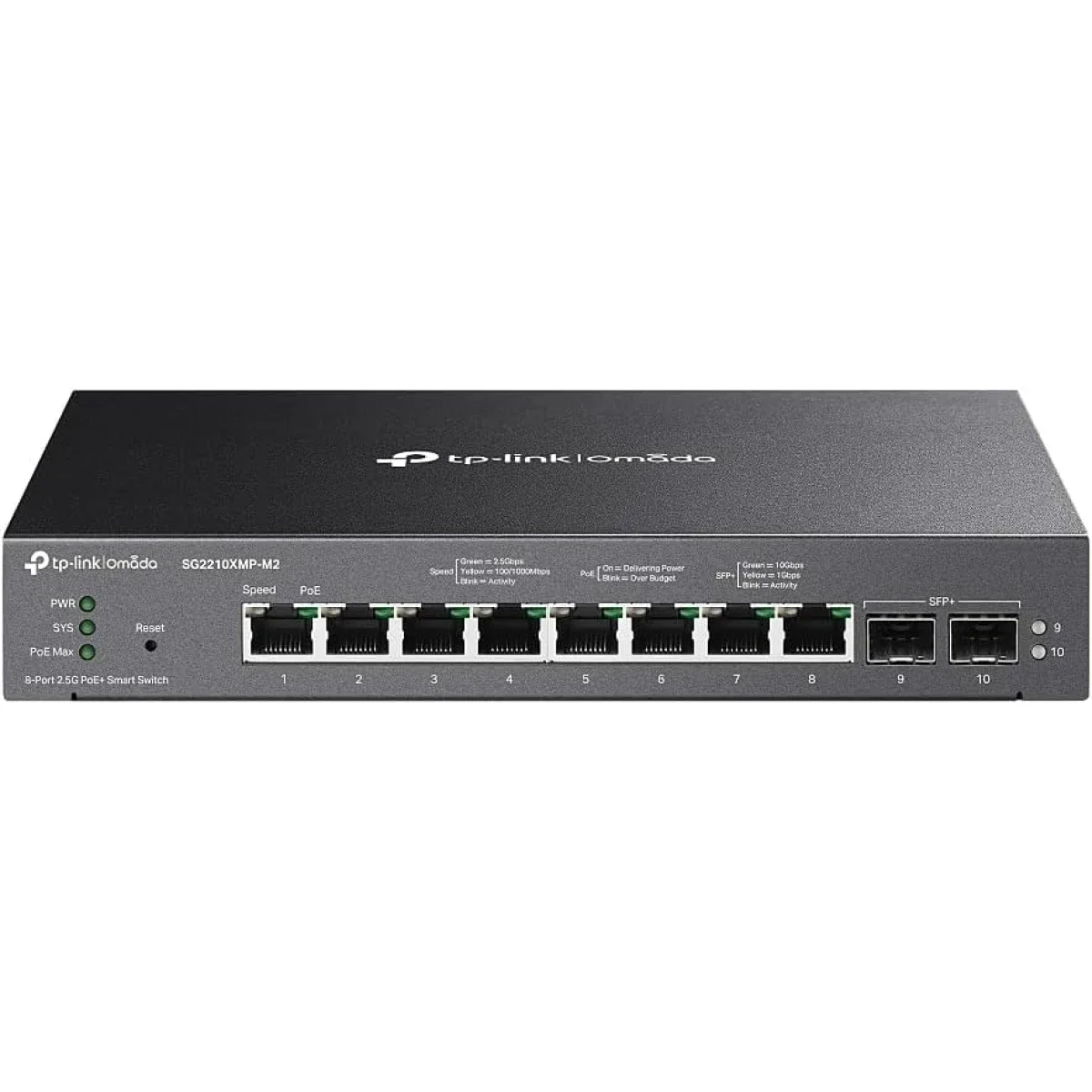 TP-LINK SG2210XMP-M2 Omada 8-Port 2.5G PoE+ Smart Switch with 2× 10G SFP+ and 160W PoE Budget