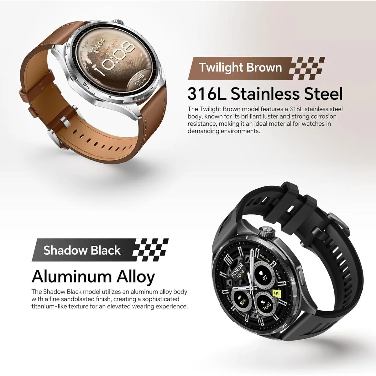 HONOR Watch 6 Smartwatch 1.46-inch AMOLED, 35-Day Battery, 5ATM IP69, Brown - Thumbnail 2