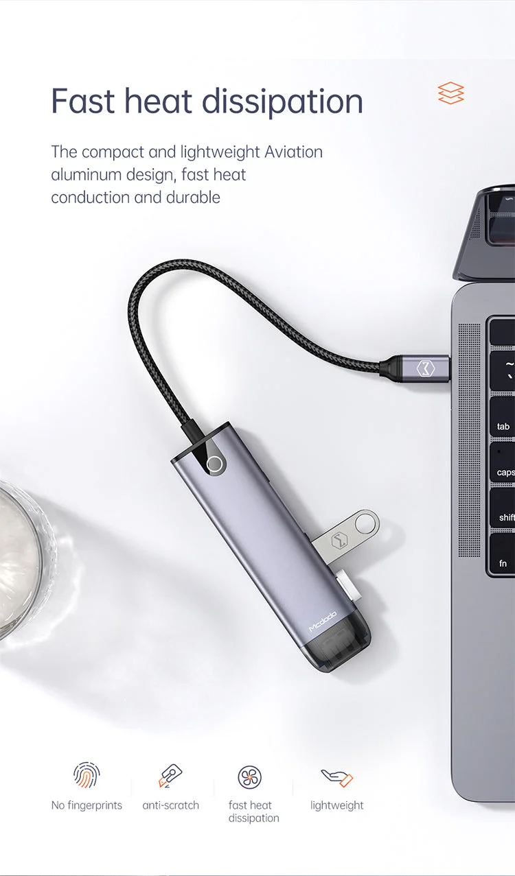 Mcdodo HU-7740 6-in-1 USB-C Hub with HDMI, VGA, 2x USB 3.0, PD 100W & SD/TF - Image 17