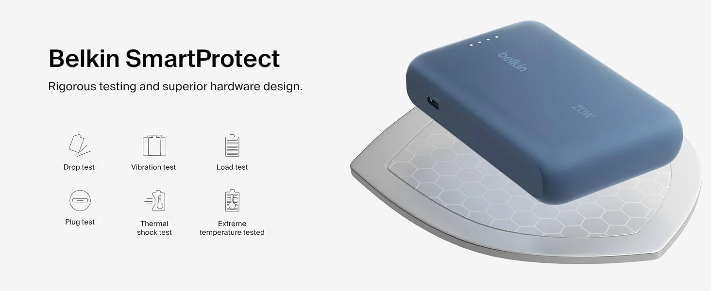 باور بانك Belkin BoostCharge بسعة 10000mAh مع كابل USB-C مدمج وشحن PD بقوة 20W - أزرق - Thumbnail 13
