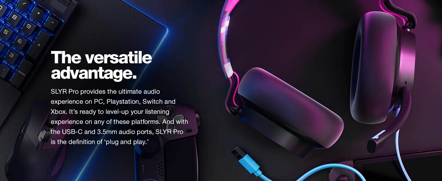 سماعة ألعاب Skullcandy SLYR Pro سلكية متعددة المنصات مع ميكروفون قابل للإزالة - Black Digi-Hype - Thumbnail 10