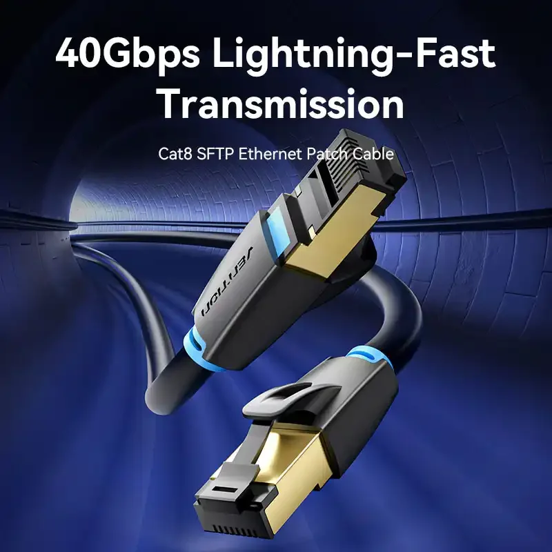 Vention IKABF Cat.8 SSTP Ethernet Patch Cable 1m – Black - Thumbnail 3