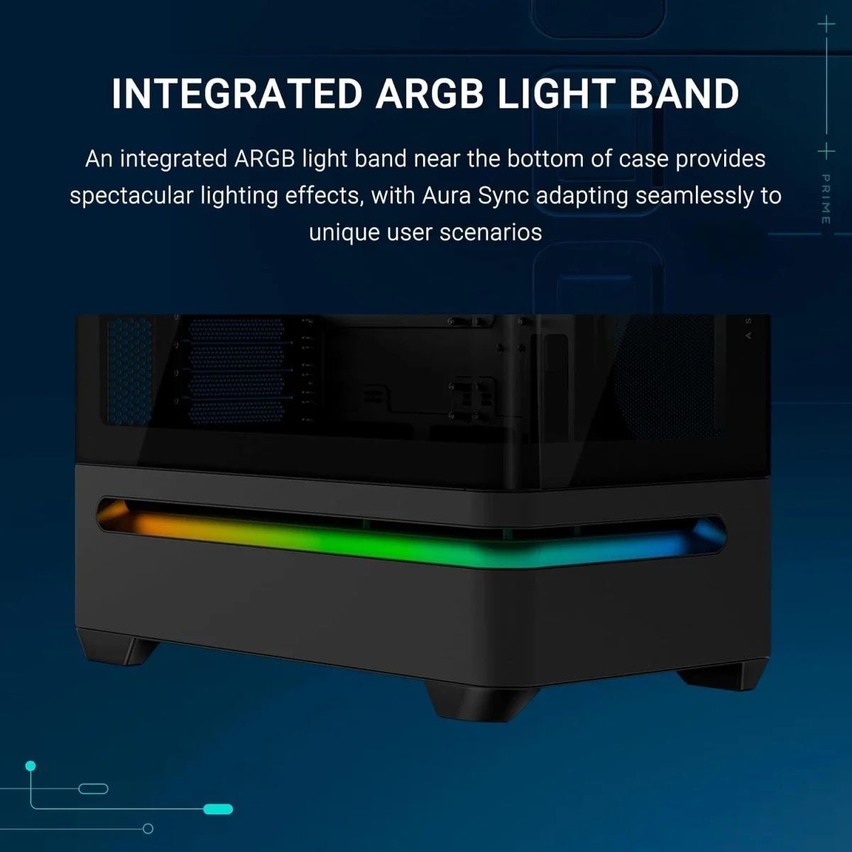 Asus Prime AP202 ARGB Black Micro-ATX PC Case with Curved Tempered Glass and 3 ARGB Fans - Image 4