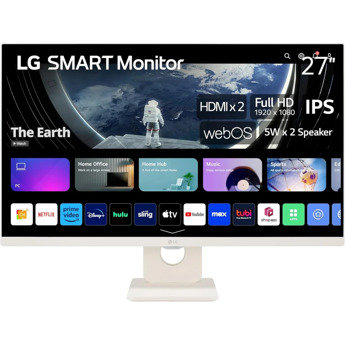 شاشة LG 25SR50F ذكية 25 إنش IPS بدقة Full HD مع webOS 23 وHDR10 وAirPlay 2 - أبيض - Image 3