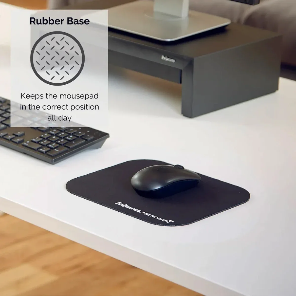 لوحة ماوس Fellowes 5933905 Microban مضادة للبكتيريا - أسود - Thumbnail 4