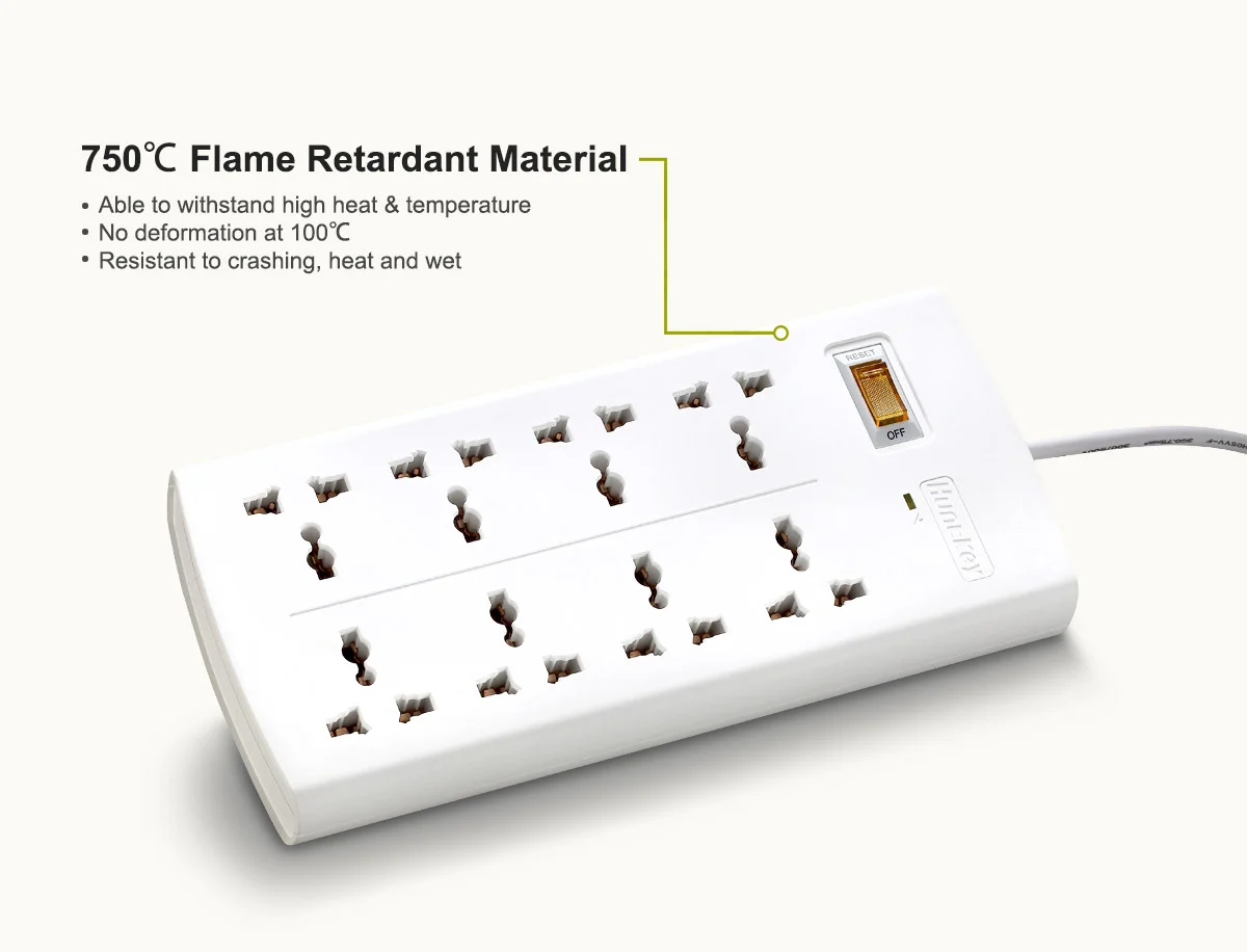 Huntkey PZA801 Universal Power Strip, 8 Outlets, 3m, White - Thumbnail 7