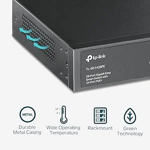 سويتش شبكات TP-LINK TL-SG1428PE جيجابت 28 منفذ سهل الإدارة PoE+ مع 24 منفذ PoE+ و2 منفذ SFP وقدرة 250W - Thumbnail 10