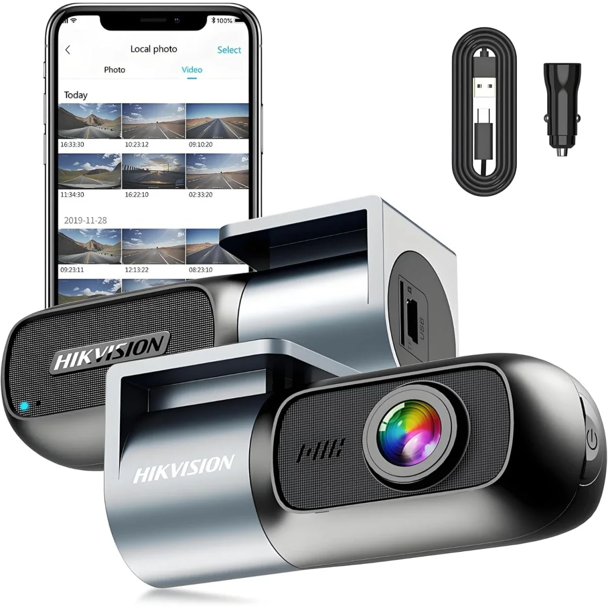 كاميرا داش أمامية HIKVISION AE-DC2018-D1 بدقة 1080P مع Wi‑Fi وحساس G