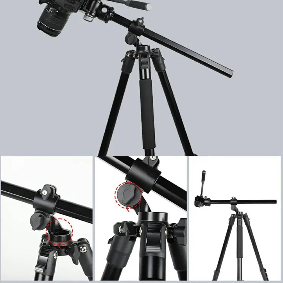 Jmary KS355+HG60 2-in-1 Camera Tripod & Monopod with 360° Ball Head - Black - Image 6