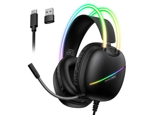 سماعة ألعاب ONIKUMA X33 سلكية USB-C مع مايك وإضاءة RGB - أسود - Image 9