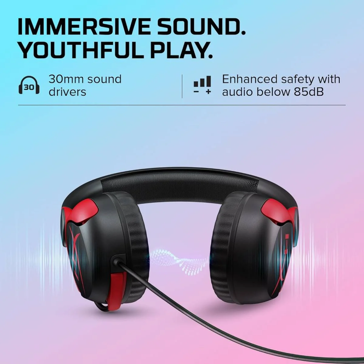 HyperX Cloud Mini Wired On-Ear Gaming Headset for Kids, 30mm Drivers, Flip-to-Mute Mic, Black - Thumbnail 7