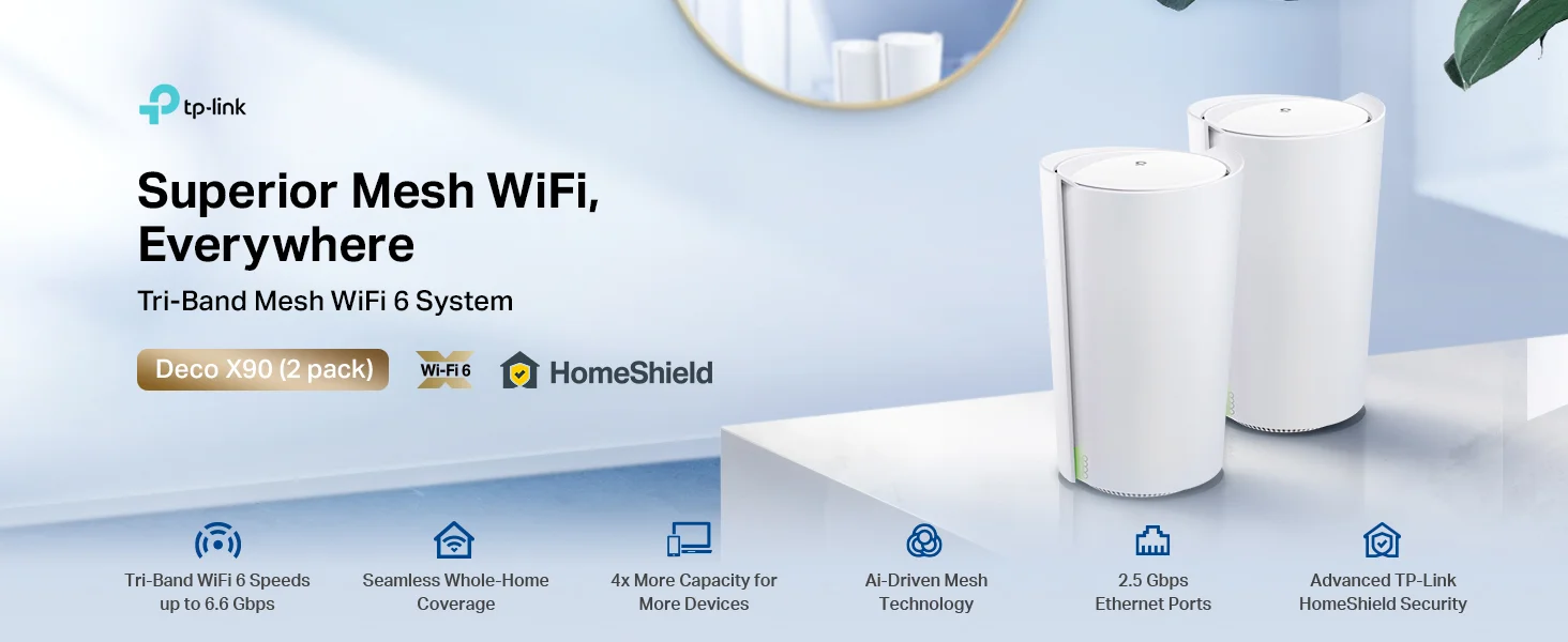 نظام شبكي Mesh Wi‑Fi 6 ثلاثي النطاق TP-LINK Deco X90 AX6600 عبوتان - Image 8