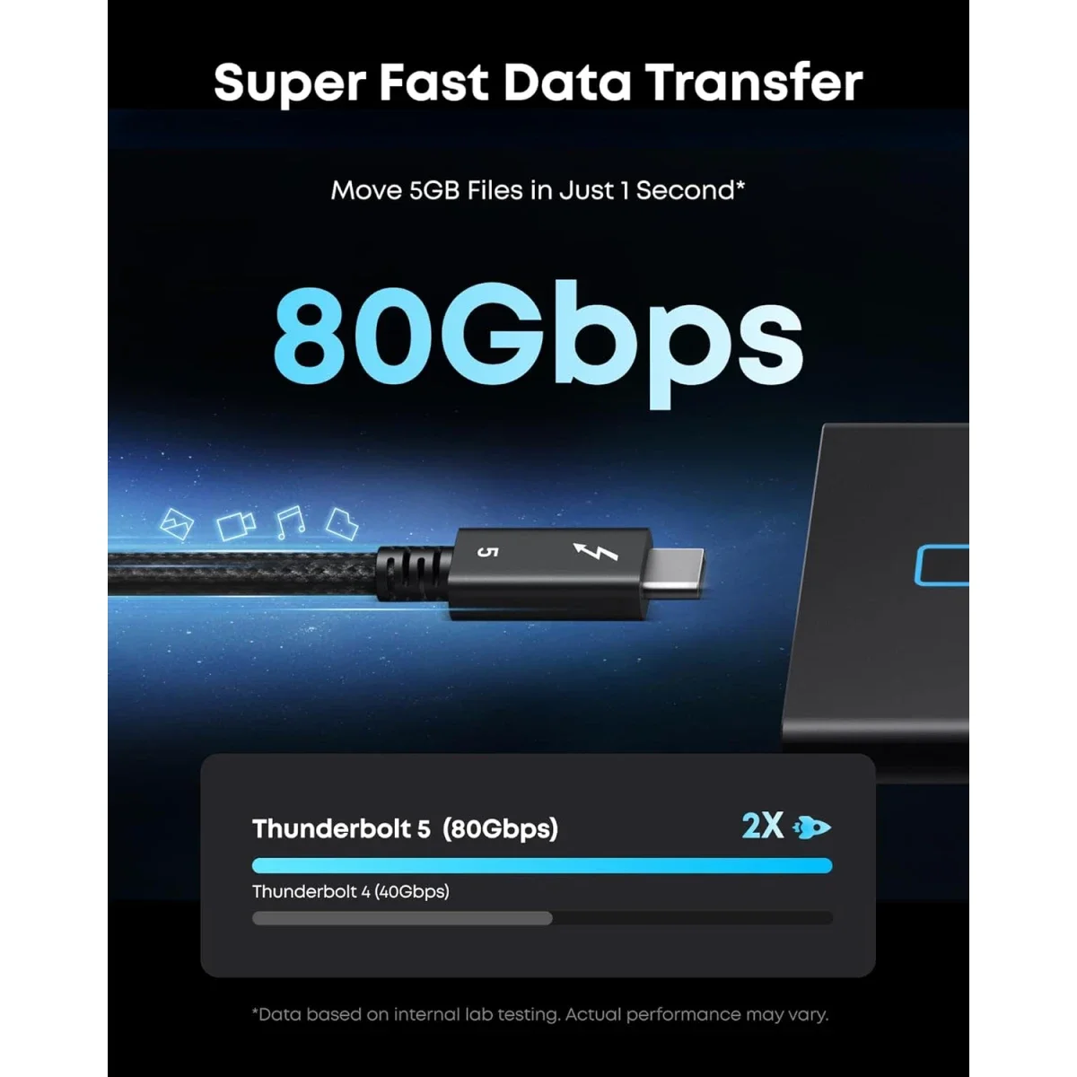 كابل Anker Prime Thunderbolt 5 USB-C إلى USB-C بطول 1 متر 240W 80Gbps أسود - Thumbnail 6