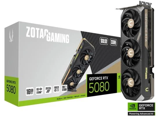 ZOTAC GAMING GeForce RTX 5080 SOLID CORE 16GB GDDR7 Graphics Card - Thumbnail 3