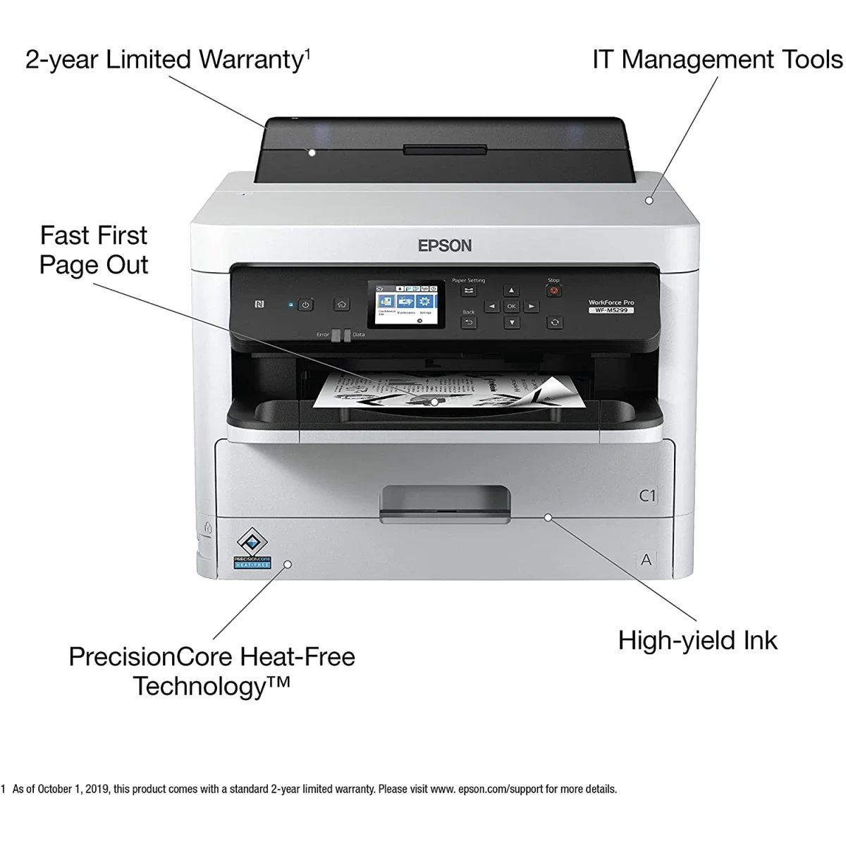 EPSON WorkForce Pro WF-M5299DW Monochrome Wireless Duplex Workgroup Inkjet Printer - Thumbnail 2