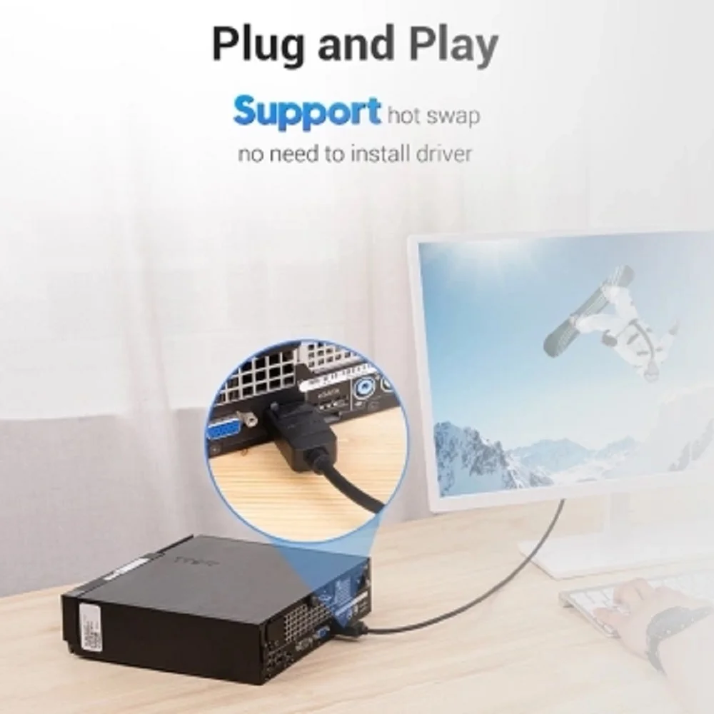 Vention HAFBF DisplayPort to DVI 24+1 Pin Cable, 1m, 1080p - Image 4