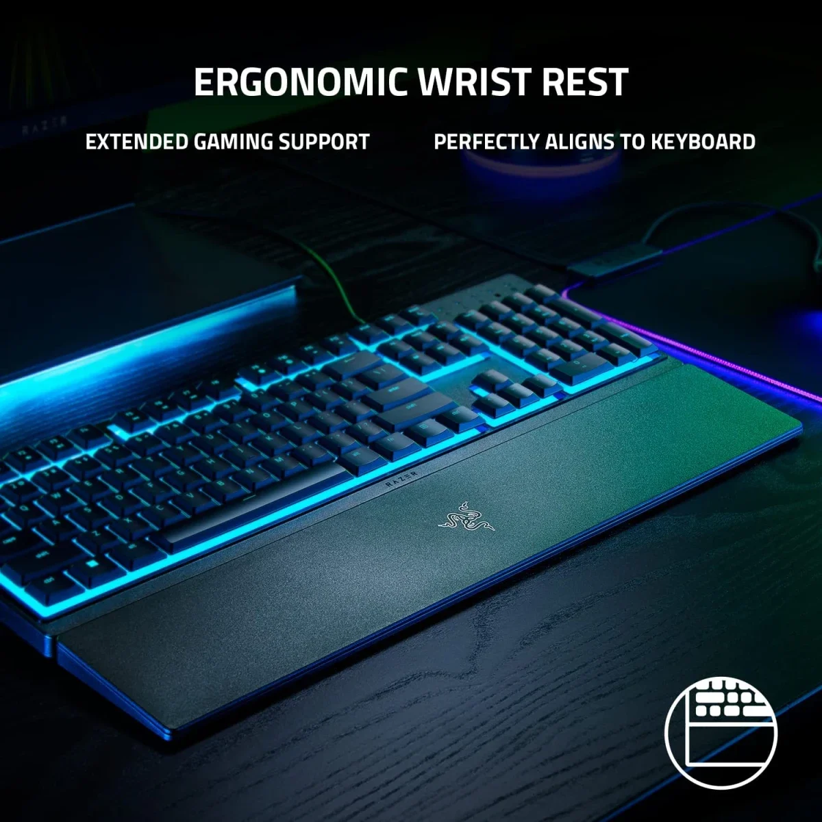 لوحة مفاتيح ألعاب Razer Ornata V3 X منخفضة الارتفاع بمفاتيح غشائية صامتة سوداء - Thumbnail 4