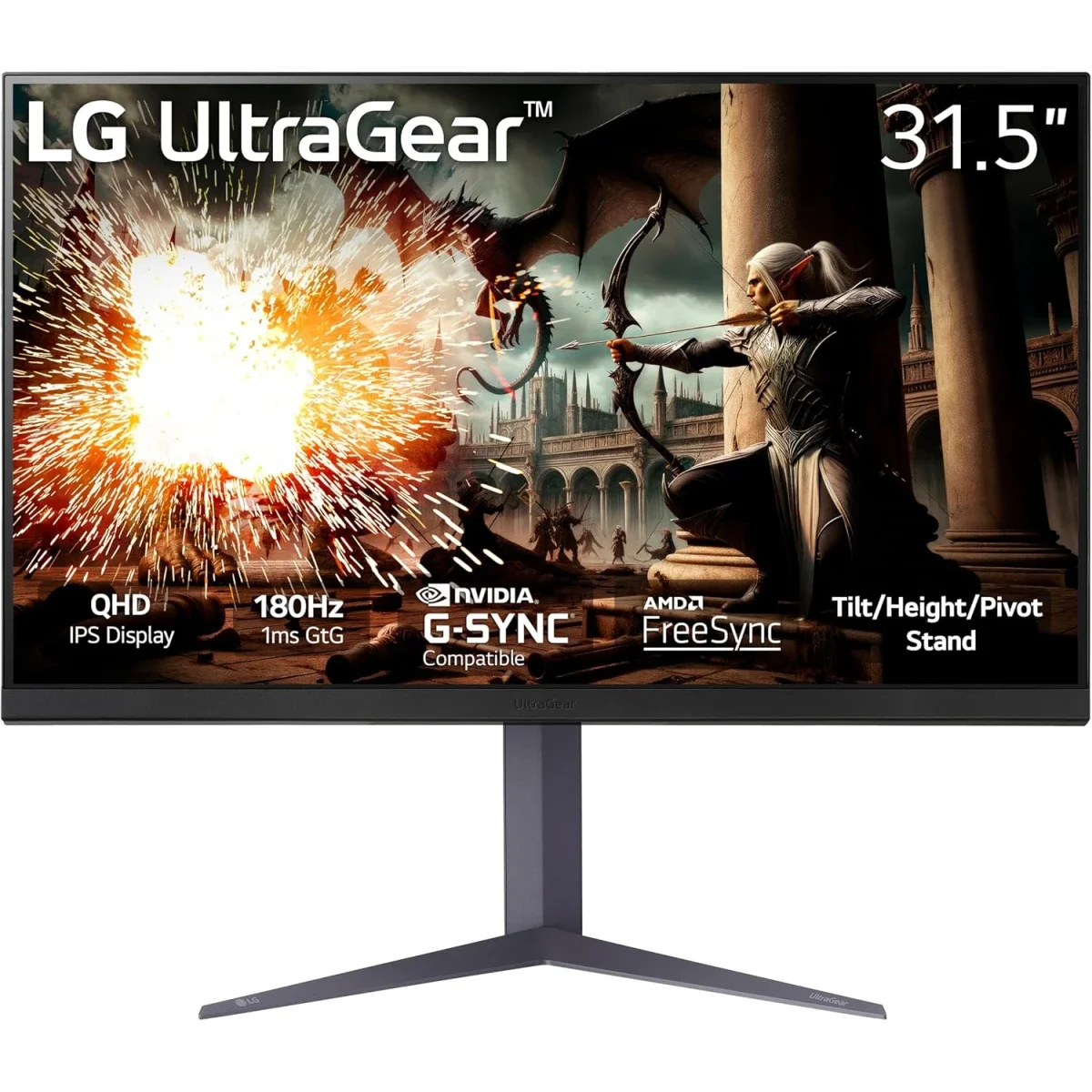 LG UltraGear 32GS75Q 32-Inch QHD IPS Gaming Monitor, 180Hz, 1ms, HDR400, Black