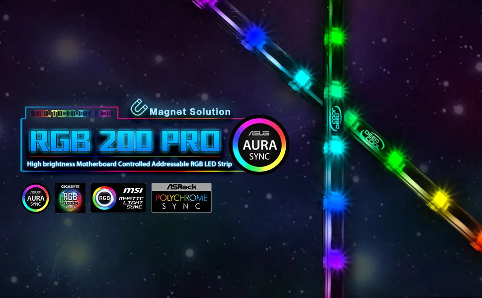 شريط إضاءة LED RGB قابل للعنونة DeepCool RGB 200 PRO مع طقم تثبيت مغناطيسي - Image 9