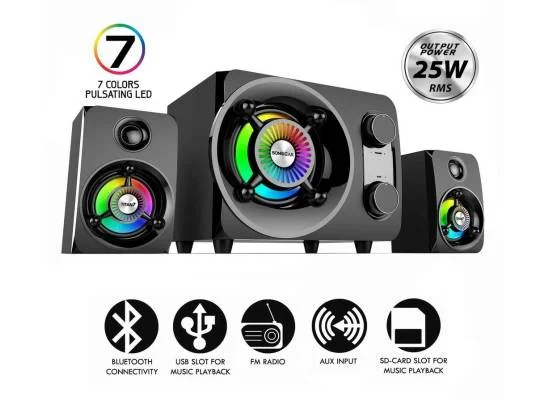 سماعات كمبيوتر SonicGear Titan7 PRO 2.1 بلوتوث وUSB وFM وإضاءة LED 50 واط - Image 5