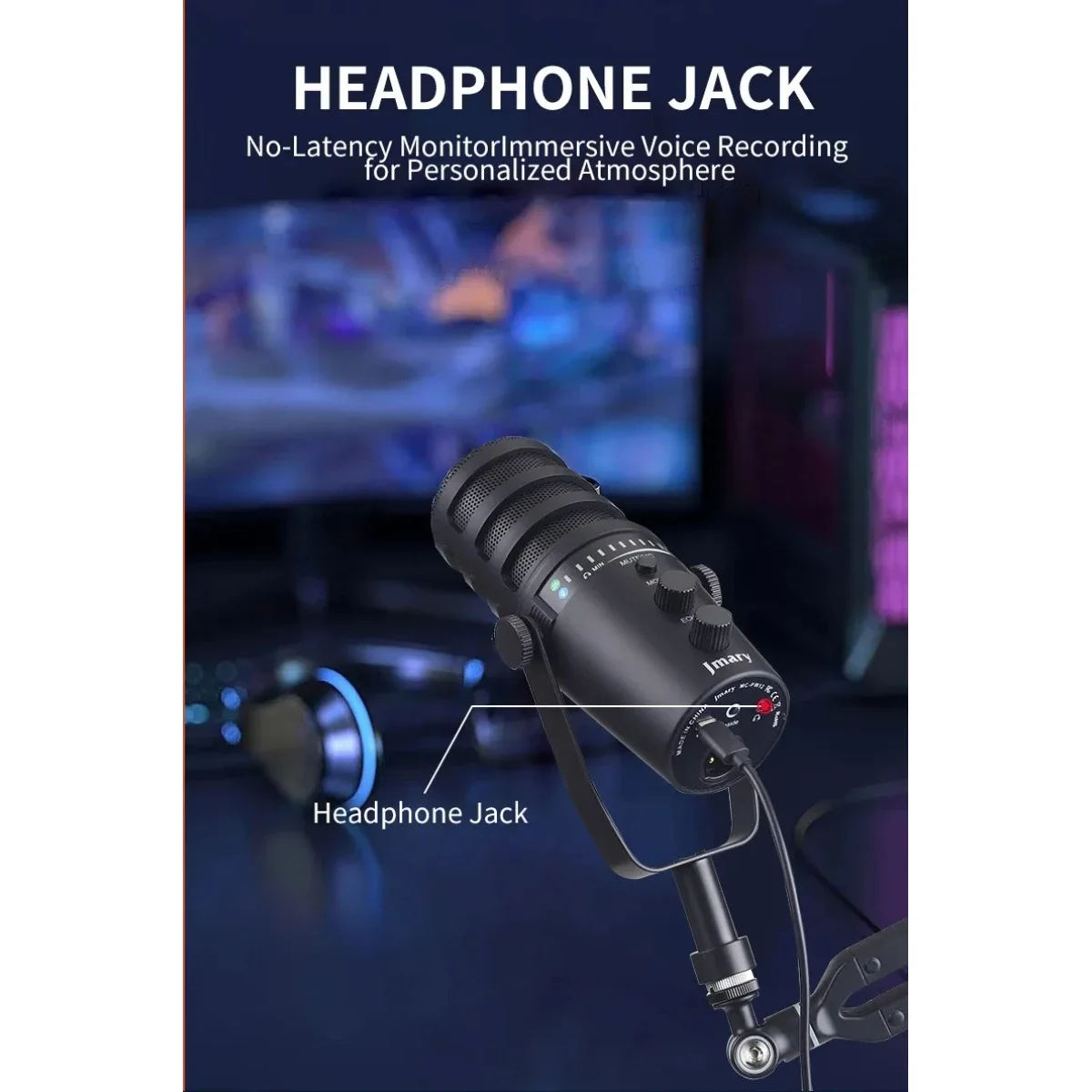 Jmary MC-PW12 USB Cardioid Desktop Microphone with Mute & Zero-Latency Monitoring - Image 11