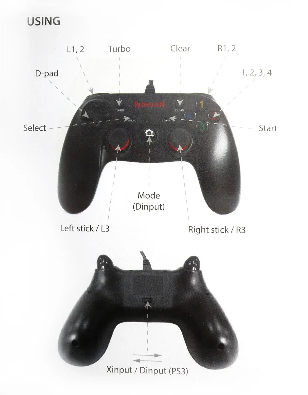 Redragon G807 Saturn Wired USB Game Controller with Dual Vibration - Thumbnail 15