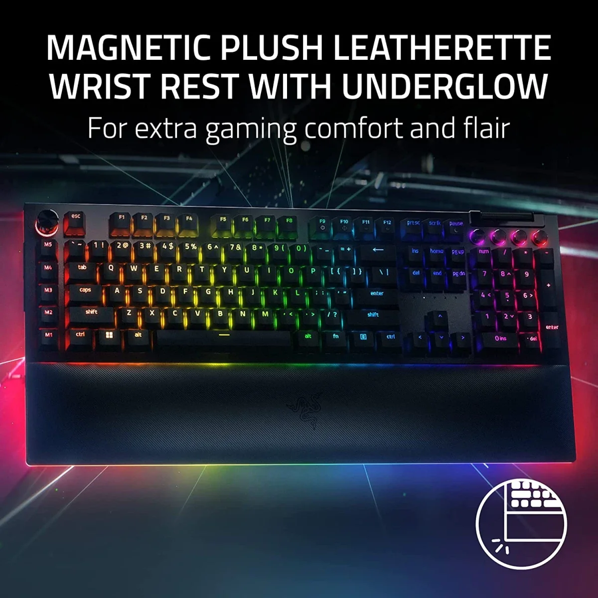 لوحة مفاتيح ألعاب ميكانيكية سلكية Razer BlackWidow V4 Pro بمفاتيح Green - Thumbnail 5