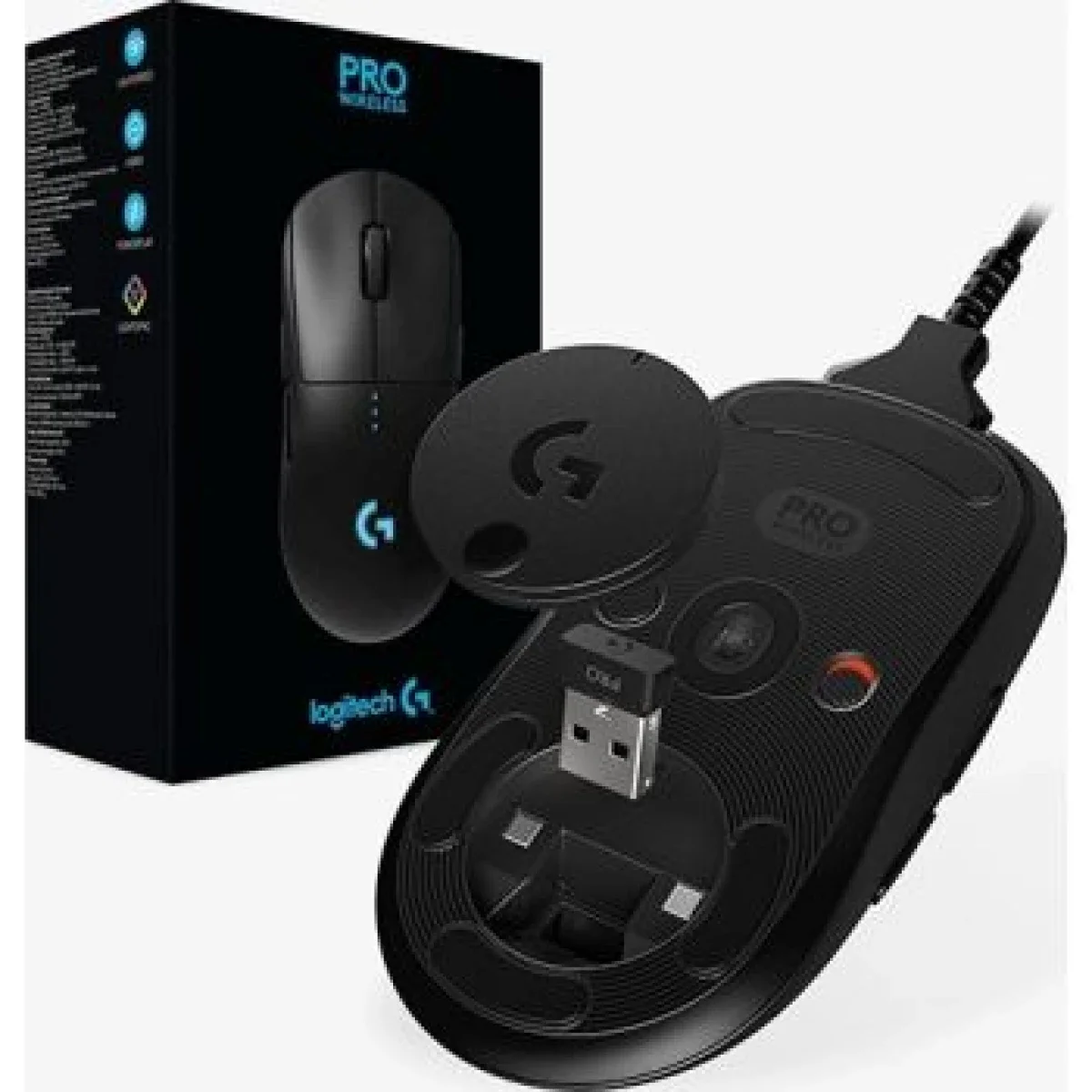 ماوس ألعاب Logitech G PRO Wireless لاسلكي بمستشعر HERO 25K ودقة 25,600 DPI أسود - Thumbnail 3