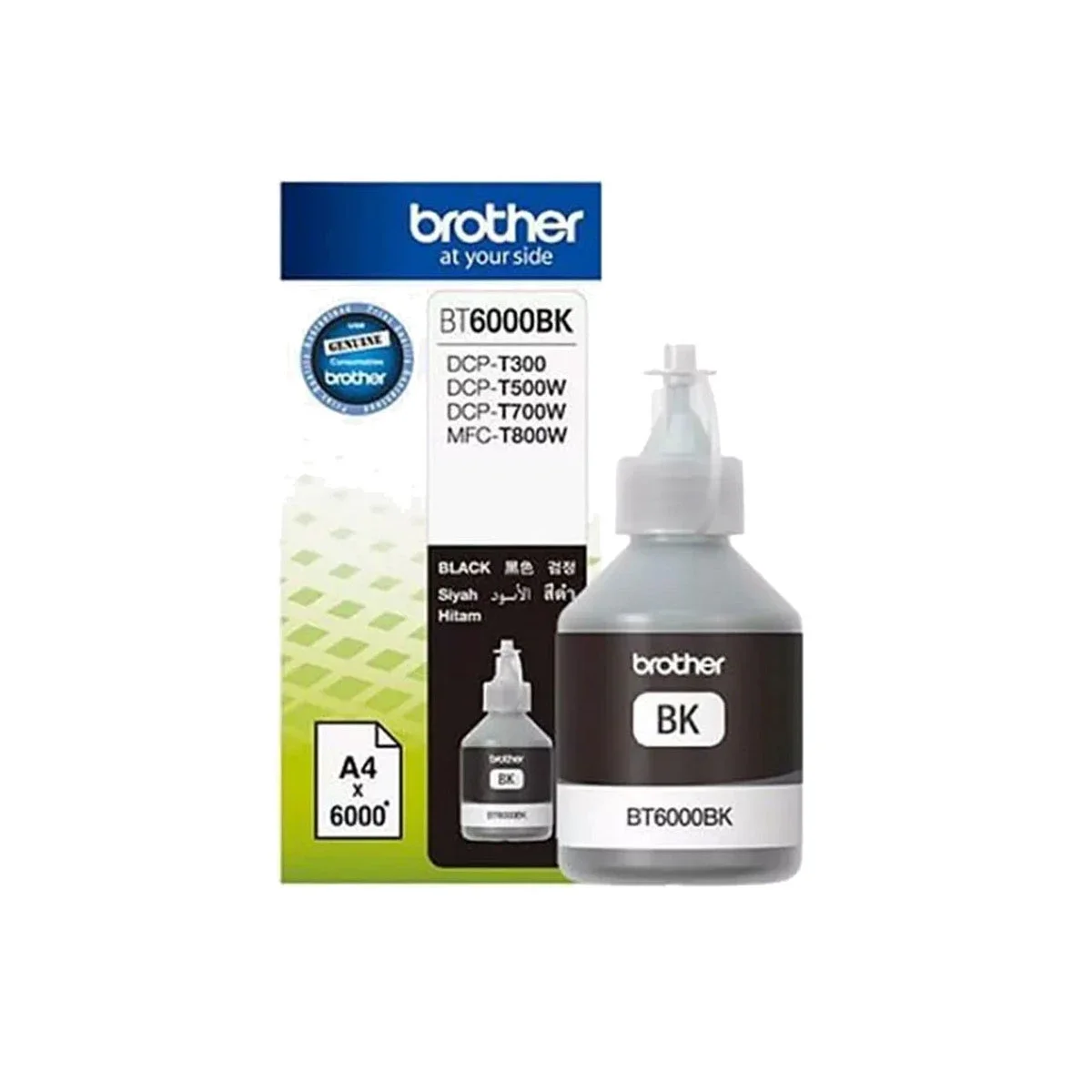 حبر إعادة تعبئة BROTHER BT6000BK أصلي أسود، 5000 صفحة