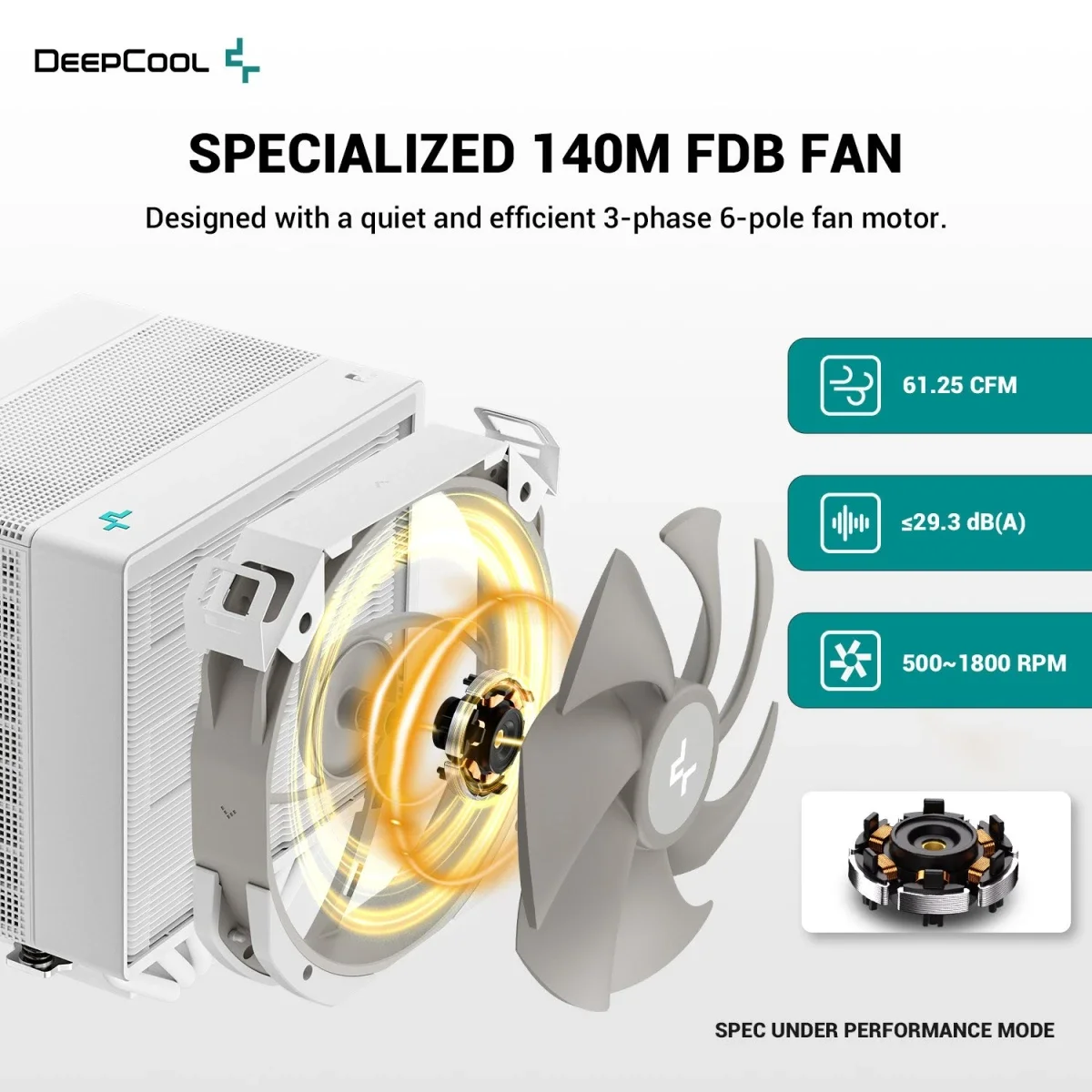 DeepCool ASSASSIN 4S Premium CPU Air Cooler with 140mm FDB Fan and 7 Copper Heat Pipes - White - Image 4