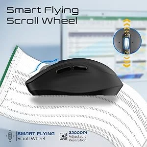 Promate SamoTri Tri-Mode Wireless Mouse, Bluetooth 5.0, 2.4GHz, 3200 DPI, Black - Thumbnail 11