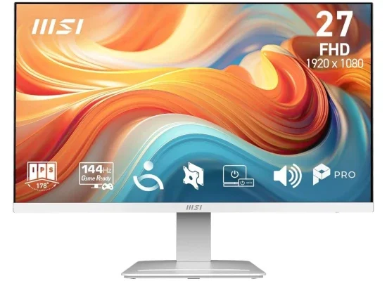 شاشة MSI 27 إنش IPS Full HD بتردد 144 هرتز واستجابة 1 مللي ثانية، سماعات وHDMI وDP وتثبيت VESA وإمالة وLess Blue Light PRO، أبيض - PRO MP273W E14A - Thumbnail 13